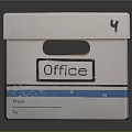 White Cardboard Box With Contents Label Date Class Number Fields Fragile Sticker And Blue Stripe