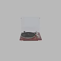 HiFi Turntable Audio System With Black Platter Silver Tonearm And Wooden Base