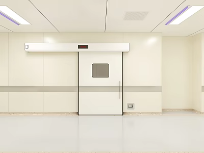 Elevator Corridor With White Door Light Strips On Light Colored Walls And Smooth Floor 3d model