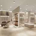 Elegant Modern Clothing Store Interior With Hanging Clothes Racks Decorative Sofa And Plants