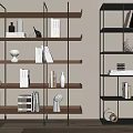 Modern Open Shelving Unit With Metal Frame Wooden Layers Books Decorative Items And Potted Plants