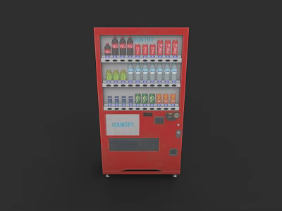 Red Coca-Cola Vending Machine Featuring Various Colorful Beverage Bottles 3d model