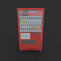 Red Coca-Cola Vending Machine Featuring Various Colorful Beverage Bottles 3d model
