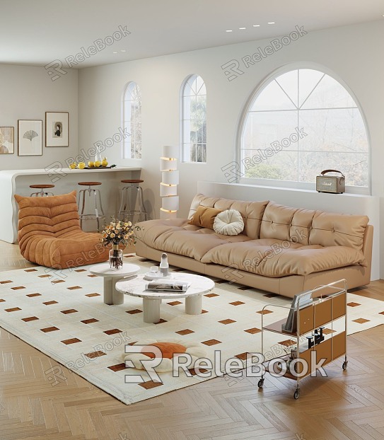 modern living room cream home living room model