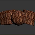 Woven Storage Baskets With Brownish Red Textured Design And Different Shapes For Home