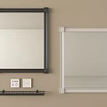Black and White Framed Mirrors With Wall Mounted Shelf and Power Outlets