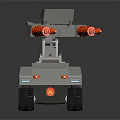 Gray Toy Vehicle With Orange Mechanical Arms And Red Cross Symbol