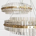 Elegant Modern Chandelier With Crystal Strips And Golden Metal Frames For Interior Design