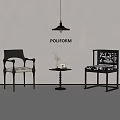 POLIFORM Modern Interior Design With Black Chairs Side Table And Cabinet 3d model