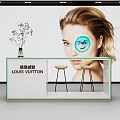 Stylish Louis Vuitton Reception Desk With Bar Stools And Vase With Twigs
