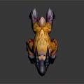 Fantasy Mythical Creature 3D Model With Purple Horns And Orange Fur Design