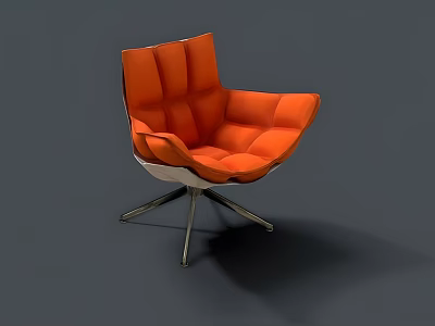 Modern Orange Padded Leisure Chair With Spider Metal Base Design 3d model