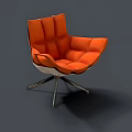 Modern Orange Padded Leisure Chair With Spider Metal Base Design