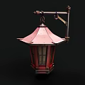 Traditional Pink Lantern Chandelier with Metal Bracket Glass Panels and Vintage Design