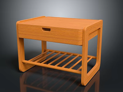 Wooden Entryway Sidetable Cabinet With Drawer And Lower Storage Shelf Modern Design 3d model