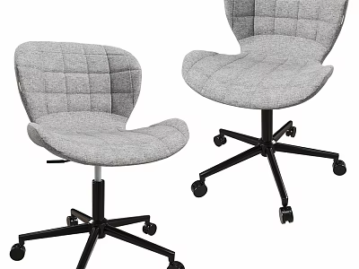 Gray Quilted Office Chairs With Black Base And Rolling Wheels 3d model