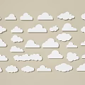 White Clouds Design With Different Sizes And Shapes On Beige Background 3d model