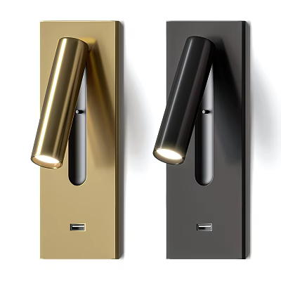 Modern Brushed Gold And Matte Black Wall Sconces With Sleek LED Lighting Design 3d model