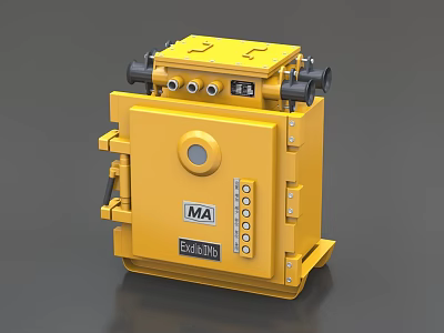 Yellow Explosion Proof Industrial Equipment Control Box With MA Safety Certification 3d model