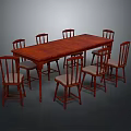 Mahogany Long Table And Eight Mahogany Chairs With Light Colored Cushions Dining Room Interior