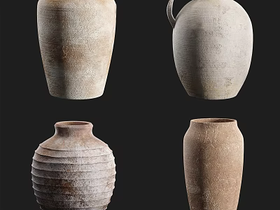 Rustic Ceramic Vessels With Textured Surfaces And Earth Tones For Home Decor 3d model