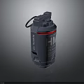 Realistic High Explosive Hand Grenade With Gray Body And Red Stripe Design