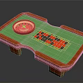 Green Tabletop Roulette Game Table With Colorful Grid And Orange Frame