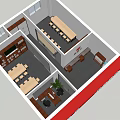School Classroom Interior With Blackboard Bookshelves Lined With Books Tables And Stools