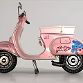 Vintage Pink Scooter With Cute Cartoon Patterns Retro Design And Decorative Details
