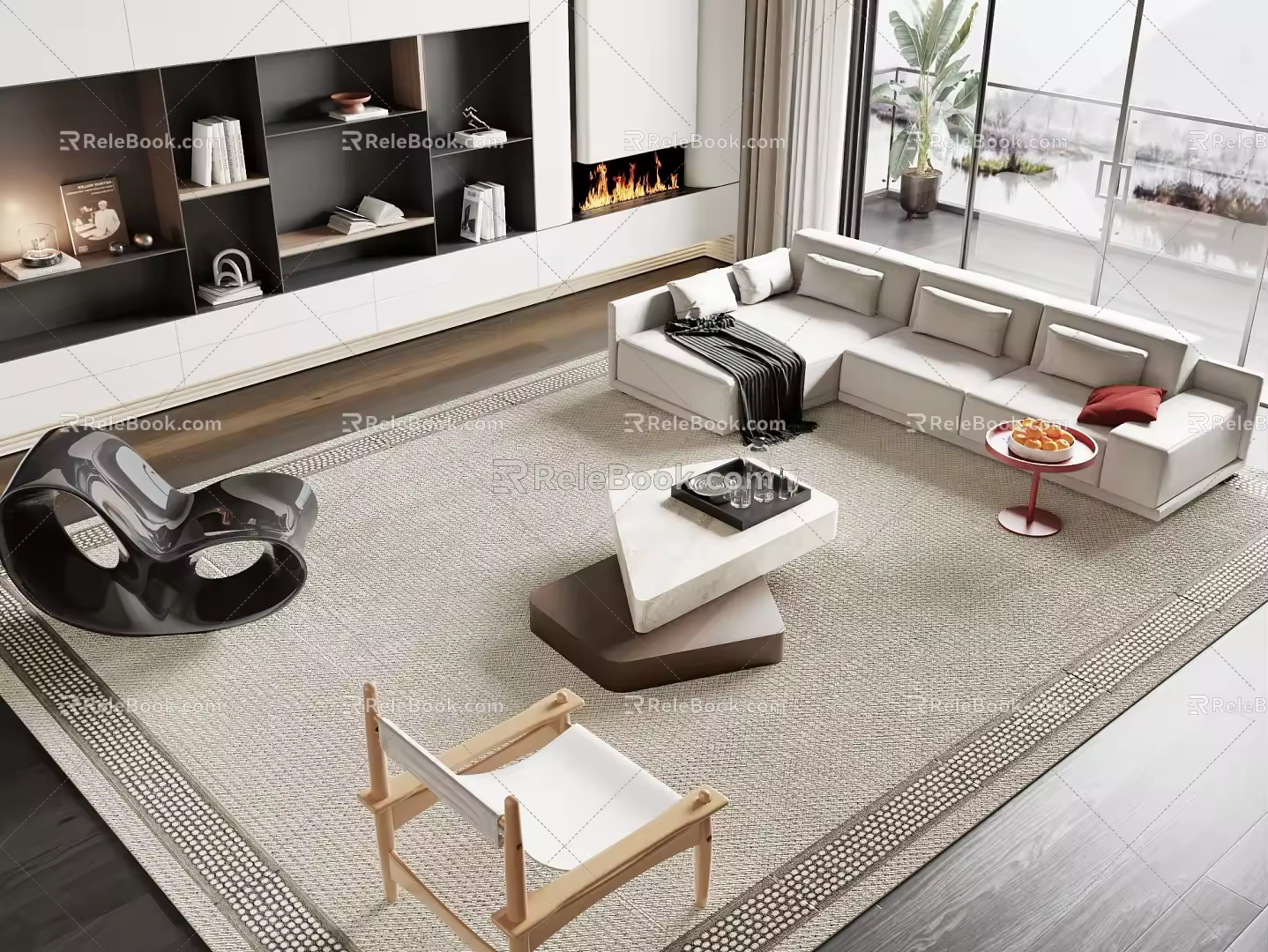 Sofa coffee table combination 3d model