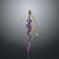 Decorative Fantasy Plant with Purple Vines Yellow Accents 3D Model Design for Artistic