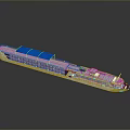 Long White And Blue Cruise Ship With Blue Roof And Multiple Windows