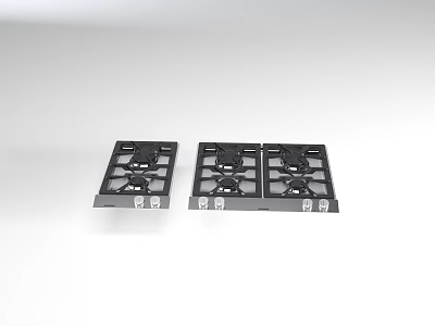 Black Built in Gas Cooktops With Multiple Burners For Kitchen Appliance 3d model