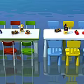 Colorful Kids Table With Multicolored Chairs And Playful Toys For Children