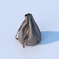 Minimalist Gray Leather Bucket Bag With Drawstring Closure On Light Background 3d model