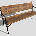 Classic Outdoor Wooden Bench with Metal Frame and Armrests for Garden Patio Use