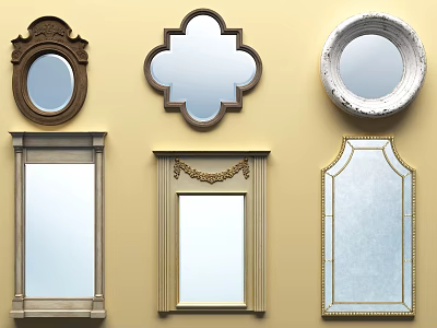 Decorative Wall Mirrors With Various Frame Designs For Home Decor 3d model