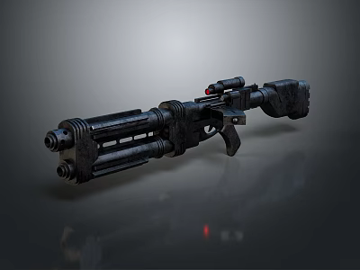 Futuristic Sci Fi Weapon With Detailed Multiple Barrels And Tactical Design 3d model