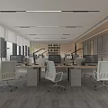 Modern Public Office Space With Open Layout Office Desks Computers Green Plants And Large Windows