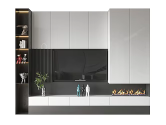 Modern TV background cabinet TV background wall 3d model