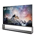 LG OLED TV Showing Stunning Starry Mountain Scene With Soundbar And Stand