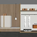 Hotel Guest Room Interior With Wooden Wall Wardrobe Hanging Clothes And Storage Shelves