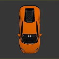 Orange Lamborghini Sports Car With Sleek Body Black Roof And White Wheels