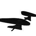 Two Modern Black Coffee Tables With Unique Curved Tops And Small Decor Items On Surface