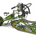 Green Tracked Motorcycle Featuring Single Front Wheel Small Seat And Mechanical Design