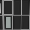 Various Black Wardrobe Doors with Different Panel Designs and Glass Inserts Collection 3d model