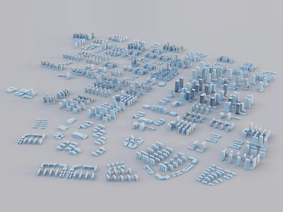 Aerial Planning View of Urban Layout with 3D Building Models and Structures 3d model
