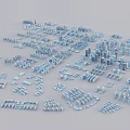Aerial Planning View of Urban Layout with 3D Building Models and Structures