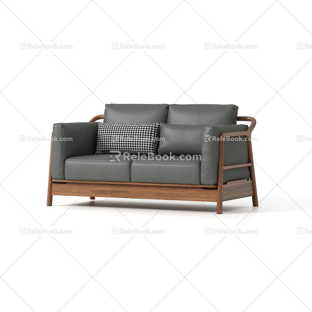 Nordic Living Room Double Sofa 3d model