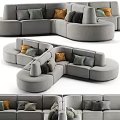 Modern Gray Modular Sectional Sofa With Colorful Cushions For Living Room